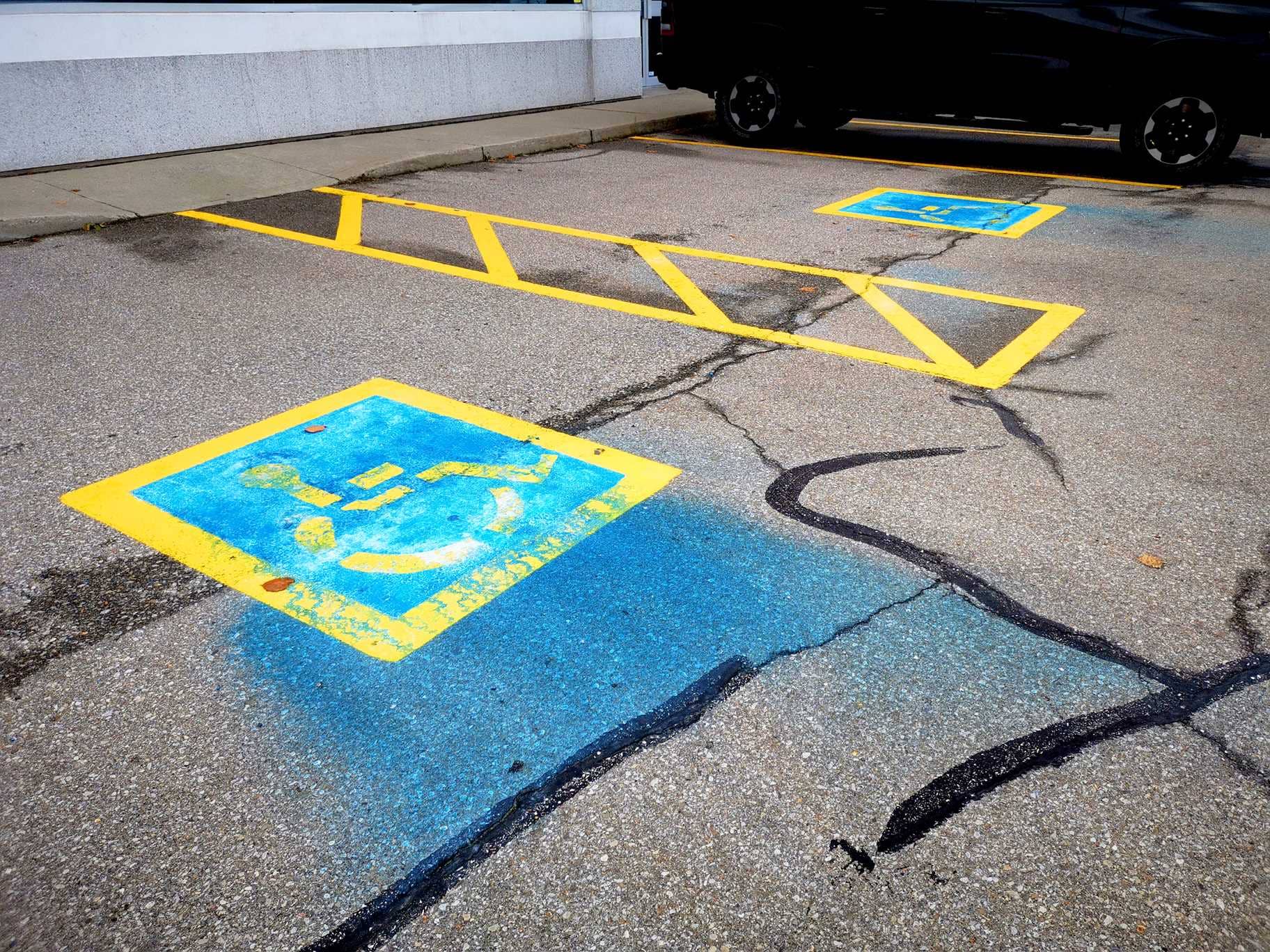 Bad line painting of handicap spaces